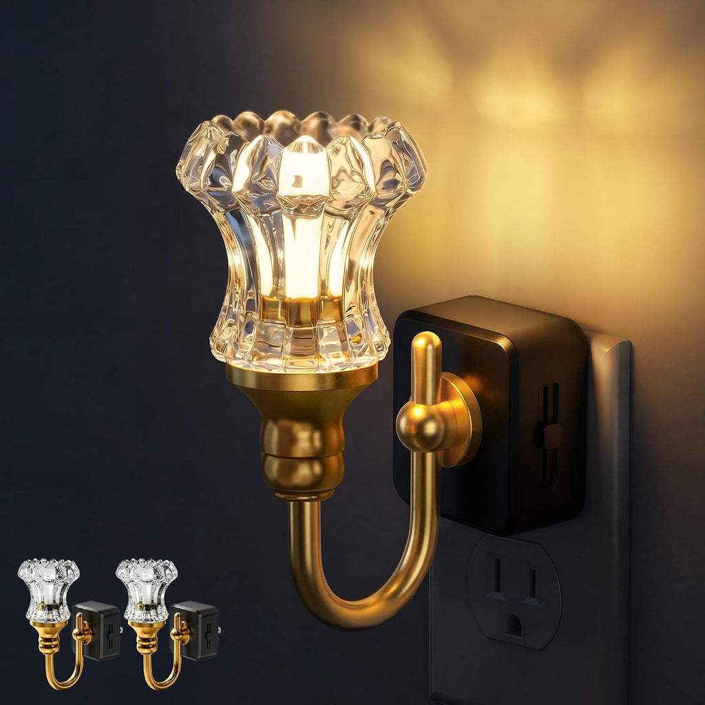 DORESshop LED Night Light, Striped Flower Night Lights Plug into Wall, 0-100LM Dimmable Nightlight, Dusk to Dawn Sensor, 3000K Soft…