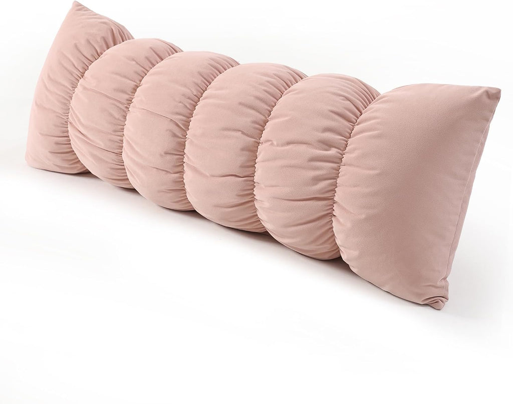 Ailuteie Pat. Pend. Body Pillow for Adults, Long Bed Pillow for Side Sleepers with Segmented Design, Soft Velvet Pillowcase (Pink, 47" x 15…