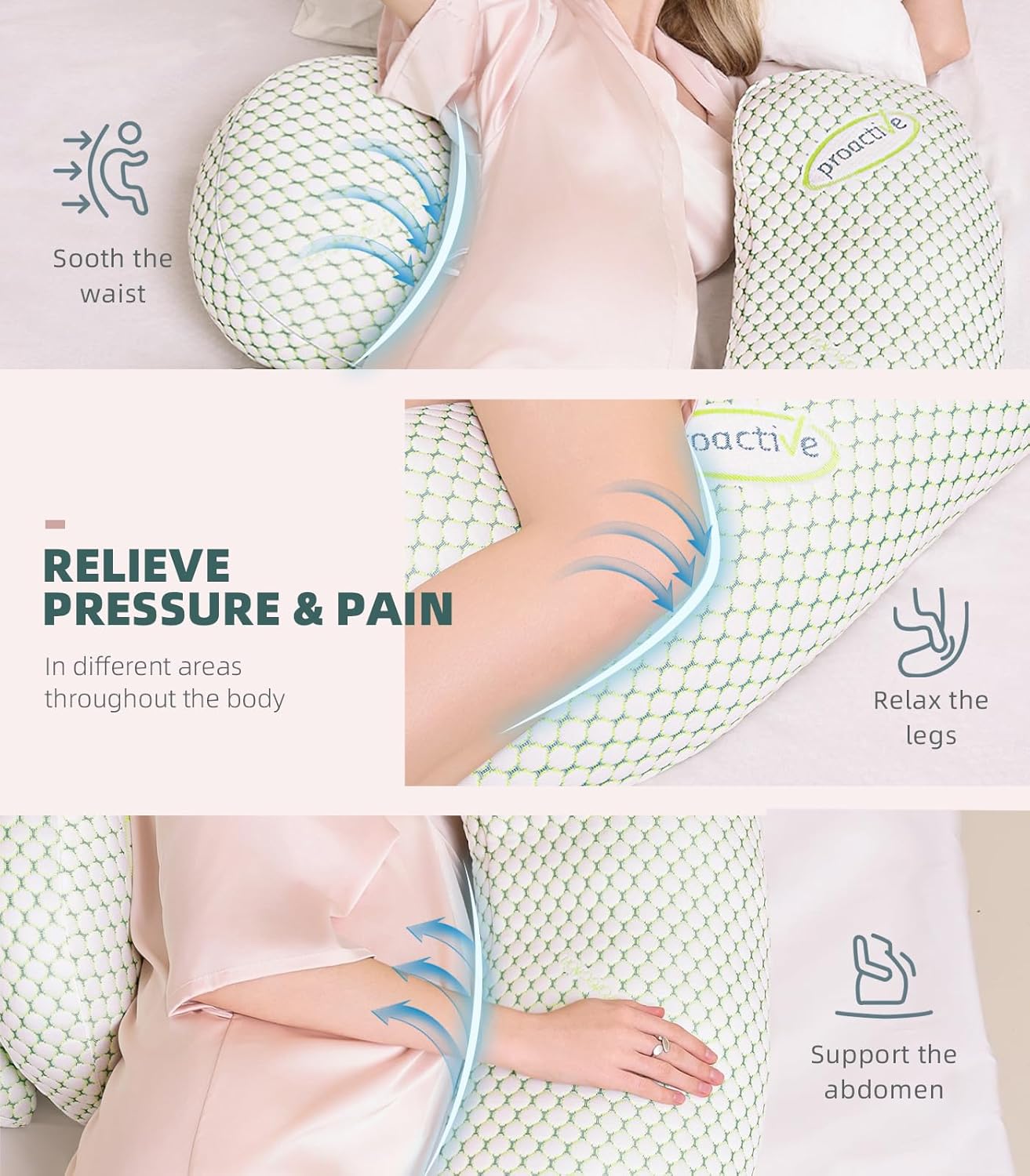 Oternal Pregnancy Pillow for Pregnant Women, Soft Pregnancy Body Pillow, Support for Back, Belly, Hips, Legs, Maternity Pillow with Detacha…