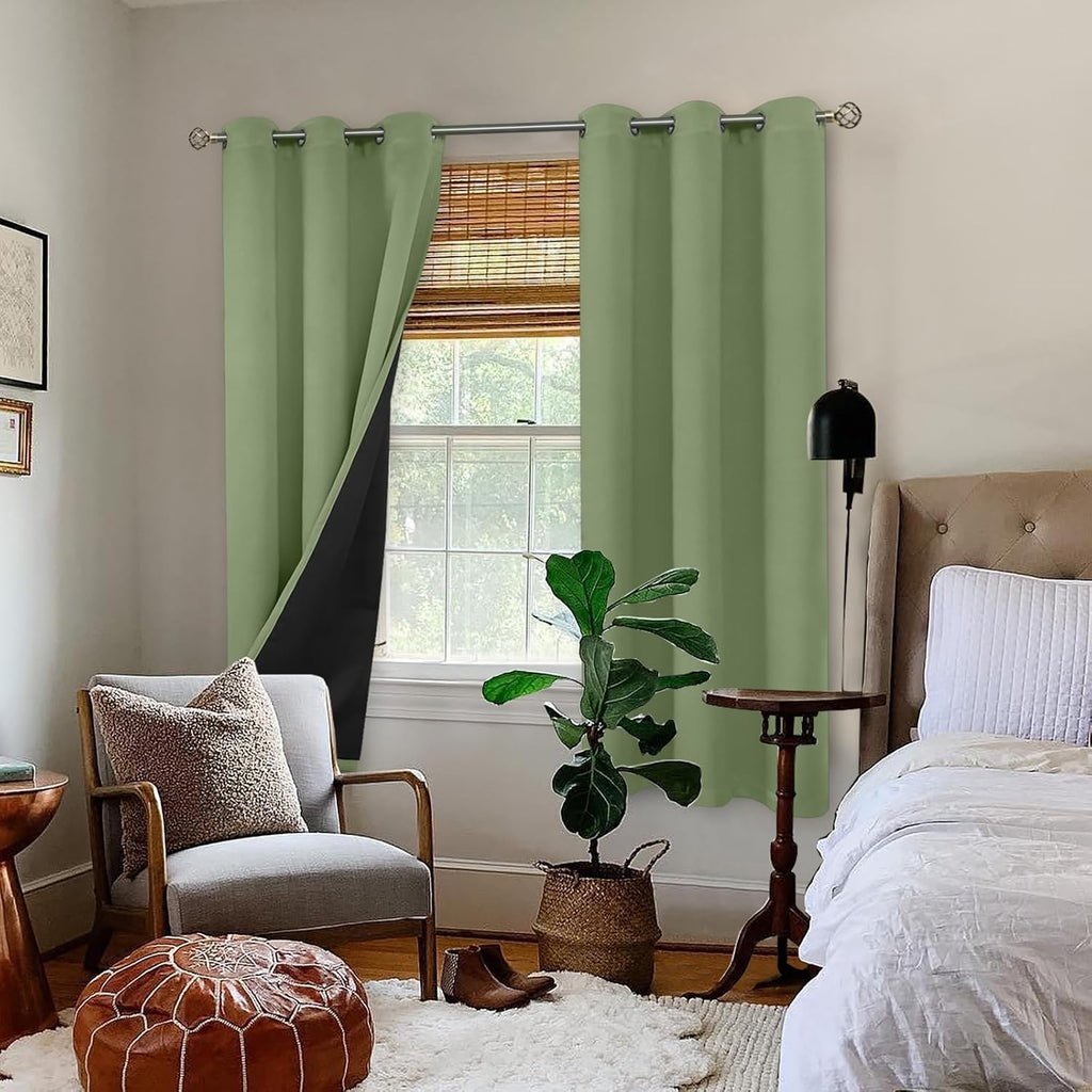 BGment Grass Green Blackout Curtains for Bedroom Spring Curtains for Living Room 63 Inch Length 2 Panels Set, Thermal Insulated Full Room D…