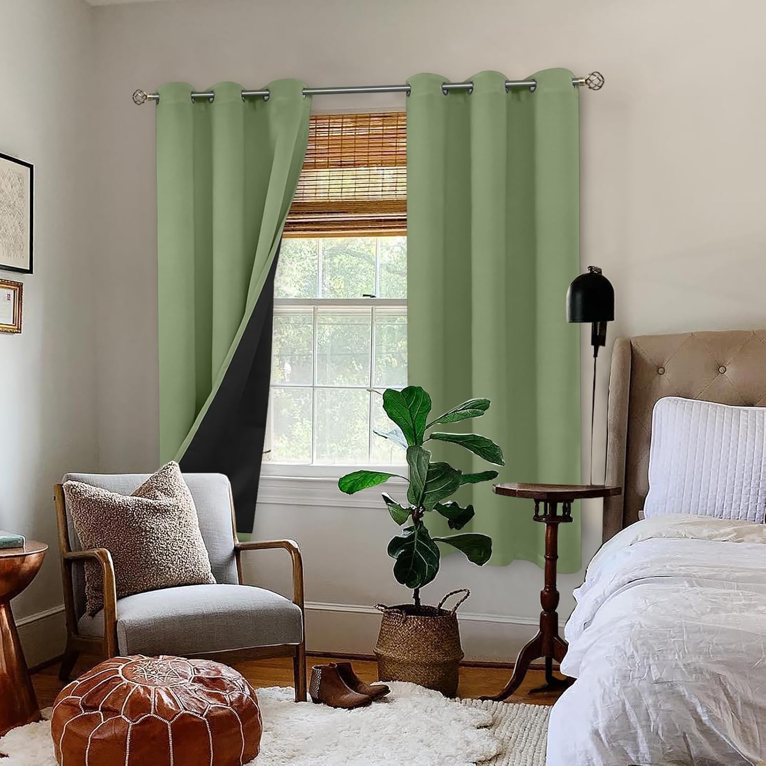 BGment Grass Green Blackout Curtains for Bedroom Spring Curtains for Living Room 63 Inch Length 2 Panels Set, Thermal Insulated Full Room D…