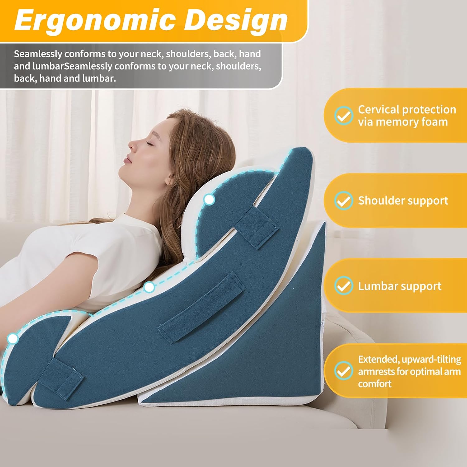 Ziixmile Wedge Pillow Set for After Surgery – 5PCS Orthopedic Bed Wedge Pillow Set for Sleeping, Body, Back and Leg Comfortable & Ad…