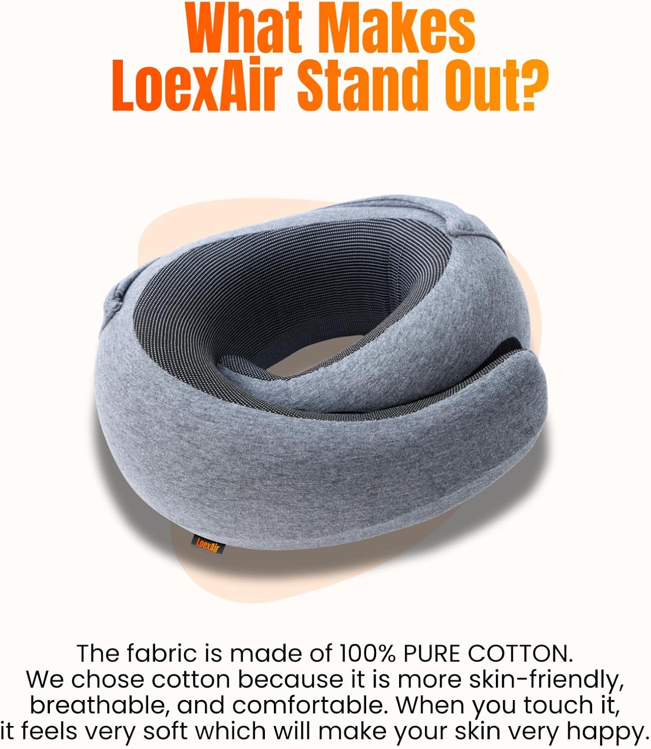 LOEXAIRTM Hooded Pro Travel Pillow - Memory Foam Neck Support Pillow for Airplane, Flight - Super-Soft Pure Cotton Fabric, Maximum Privacy…