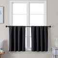 Simplebrand Ava Black Short 24 Inches Blackout Curtain 2 Panels Set, Half Window Rod Pocket Privacy Curtain Tiers for Kitchen, Curtains Bla…