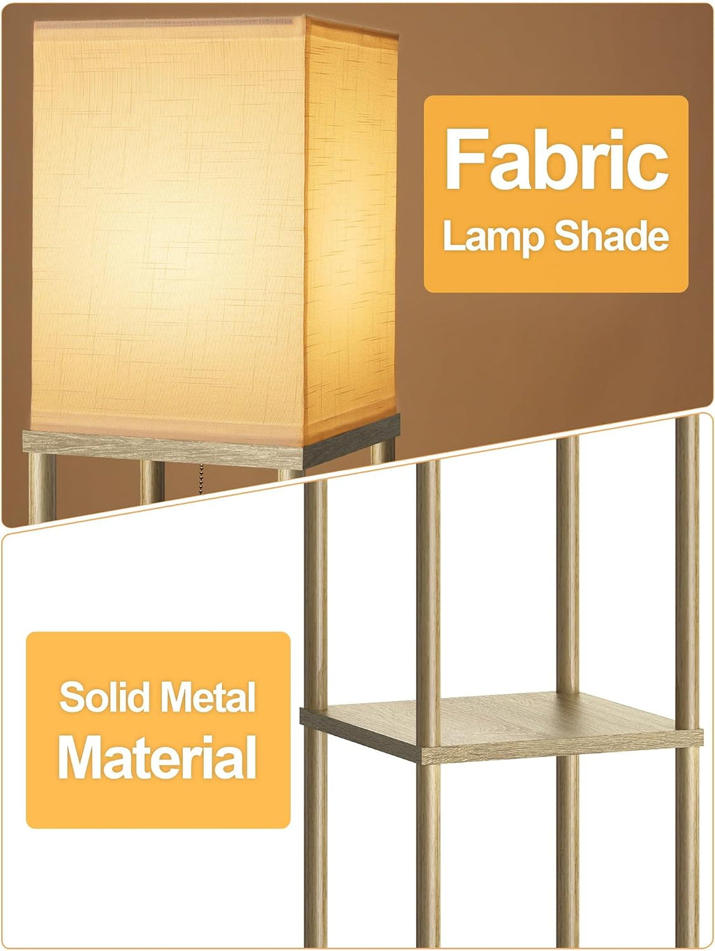 PARTPHONER Floor Lamp with Shelves for Living Room Natural Wood 2 Pack, Shelf Floor Lamp with 3 CCT LED Bulb, Corner Display Standing…