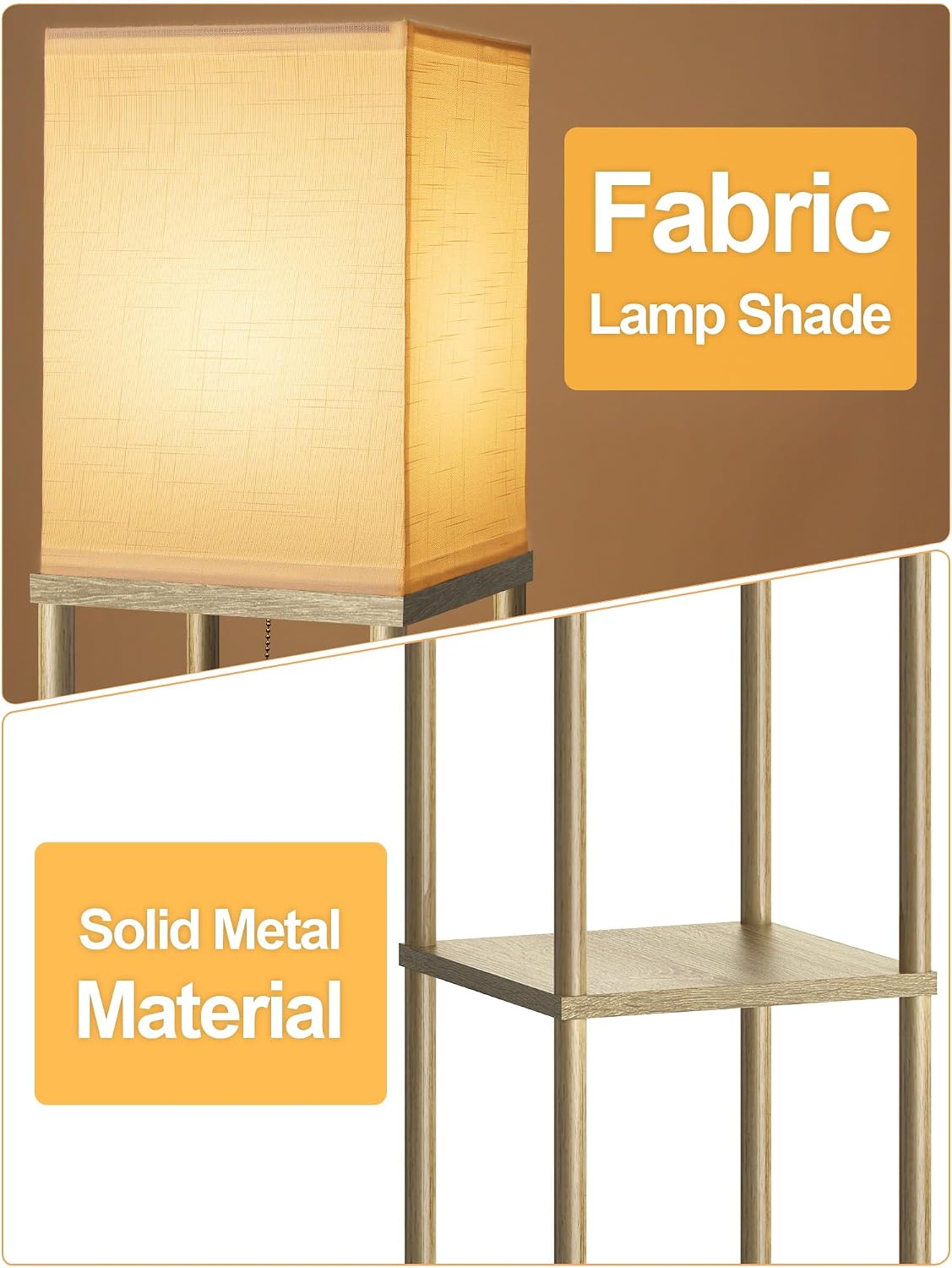 PARTPHONER Floor Lamp with Shelves for Living Room Natural Wood 2 Pack, Shelf Floor Lamp with 3 CCT LED Bulb, Corner Display Standing…