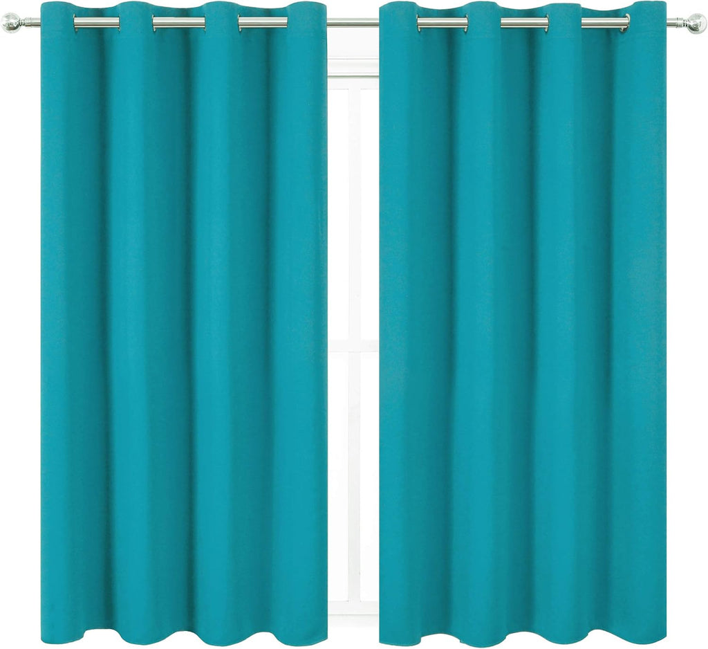 Lemomo Turquoise Thermal Blackout Curtains/52 x 72 Inch/Set of 2 Panels Room Darkening Curtains for Bedroom 72 Inch silver