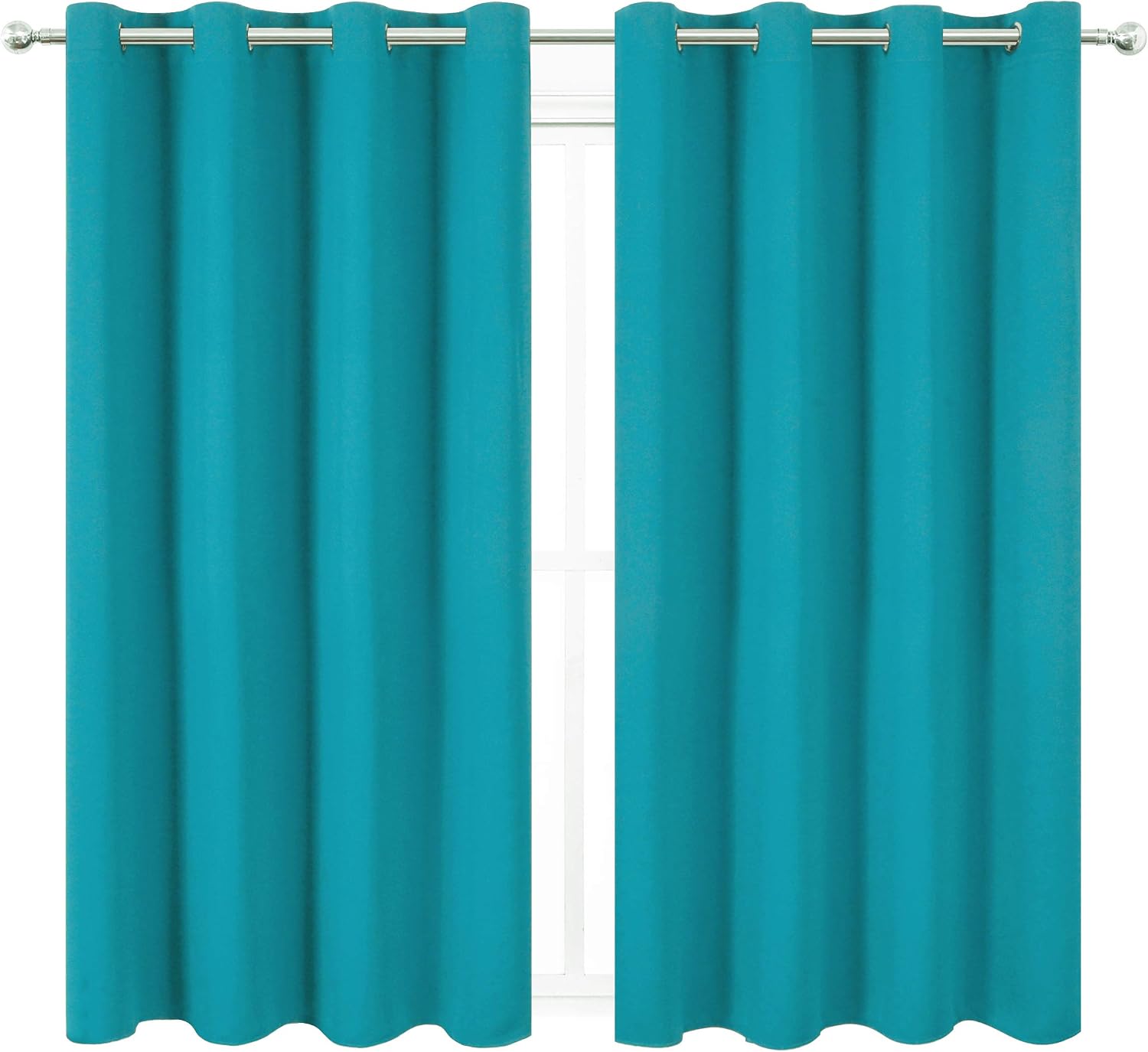 Lemomo Turquoise Thermal Blackout Curtains/52 x 72 Inch/Set of 2 Panels Room Darkening Curtains for Bedroom 72 Inch silver
