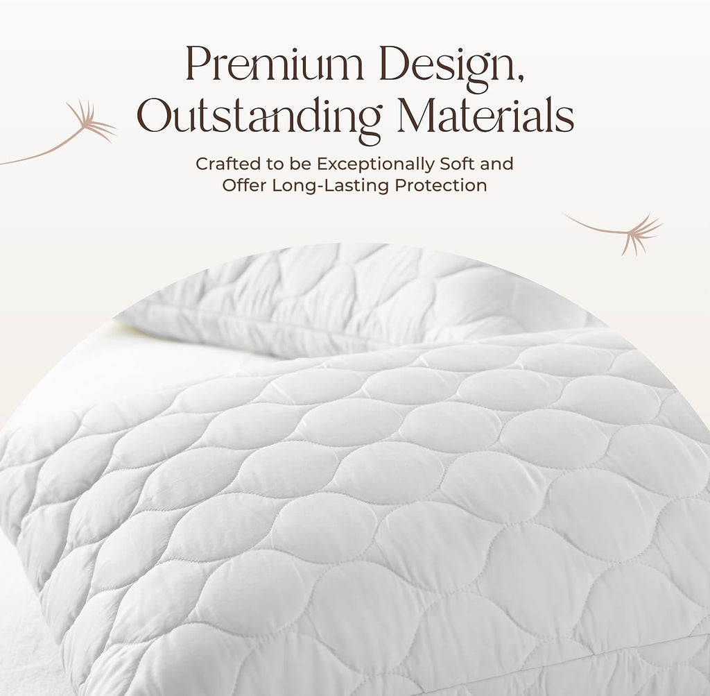 WhisperOrganics Organic Cotton Pillow Protector - Durable Quilted Pillow Protector King Size GOTS & Fairtrade Certified - Thick Hypoallerge…