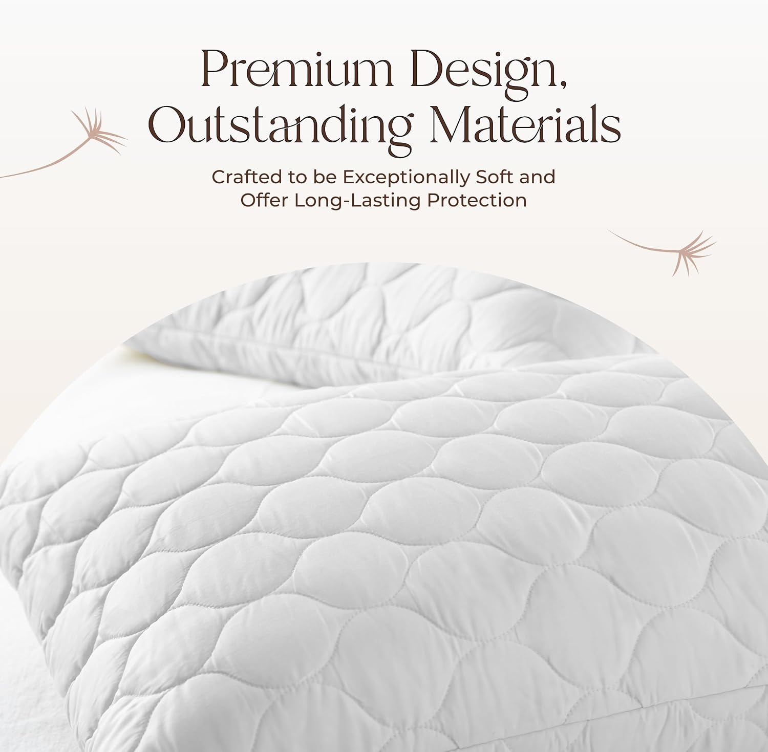 WhisperOrganics Organic Cotton Pillow Protector - Durable Quilted Pillow Protector King Size GOTS & Fairtrade Certified - Thick Hypoallerge…