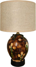 Vintage Tang Tri-Color Glazed Ceramic Style Table Lamp, Traditional Chinese Style Bedside Lamp with Linen Shade, Vintage Art Decor Lamp…