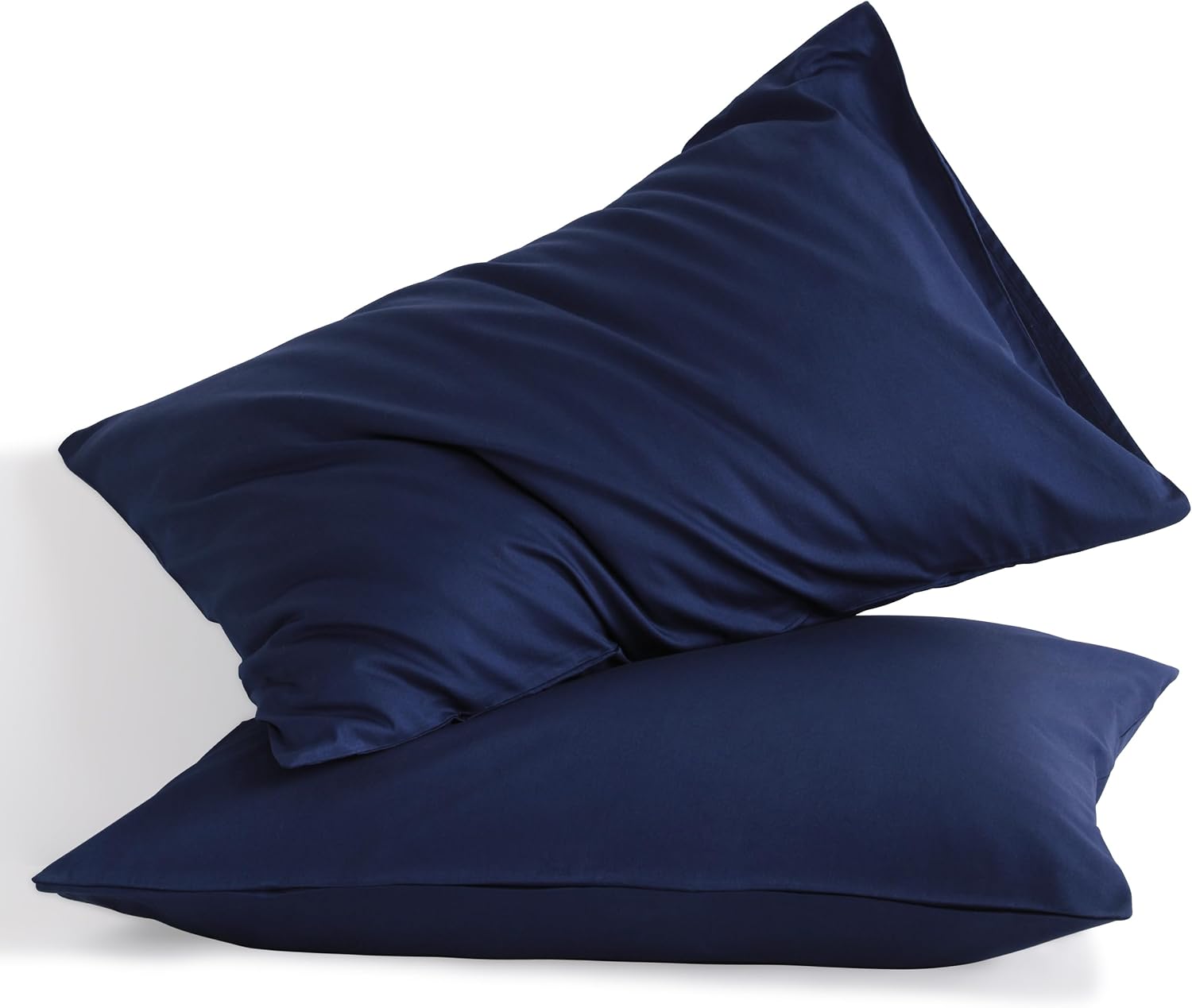 Ntbay King Cotton Pillowcases - Envelope Closure 20x36 Pillowcases Set of 2, Breathable and Soft Bed Pillow Cases, Navy Blue Cotton Blue