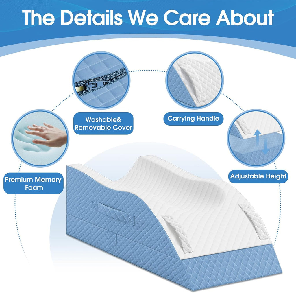 TranquilRelax TranquilRelax Elevation Pillows for Leg After Surgery, Memory Foam Adjustable Wedge Pillow for Injury or Rest, Ankle P…