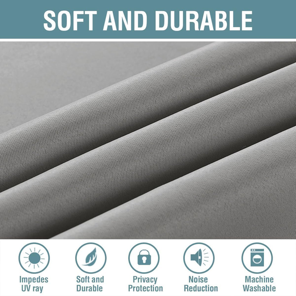 H.VERSAILTEX Grey Blackout Curtains for Bedroom Thermal Insulated Room Darkening Blackout Curtain Panel for Door, Window Panel…