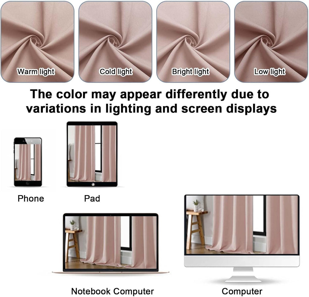 Gwine Valentine's Day Blush Pink Short Curtains 36 Inches Long, Small Half Window Cafe Curtains Thermal Insulated Room Darkening Blackout…