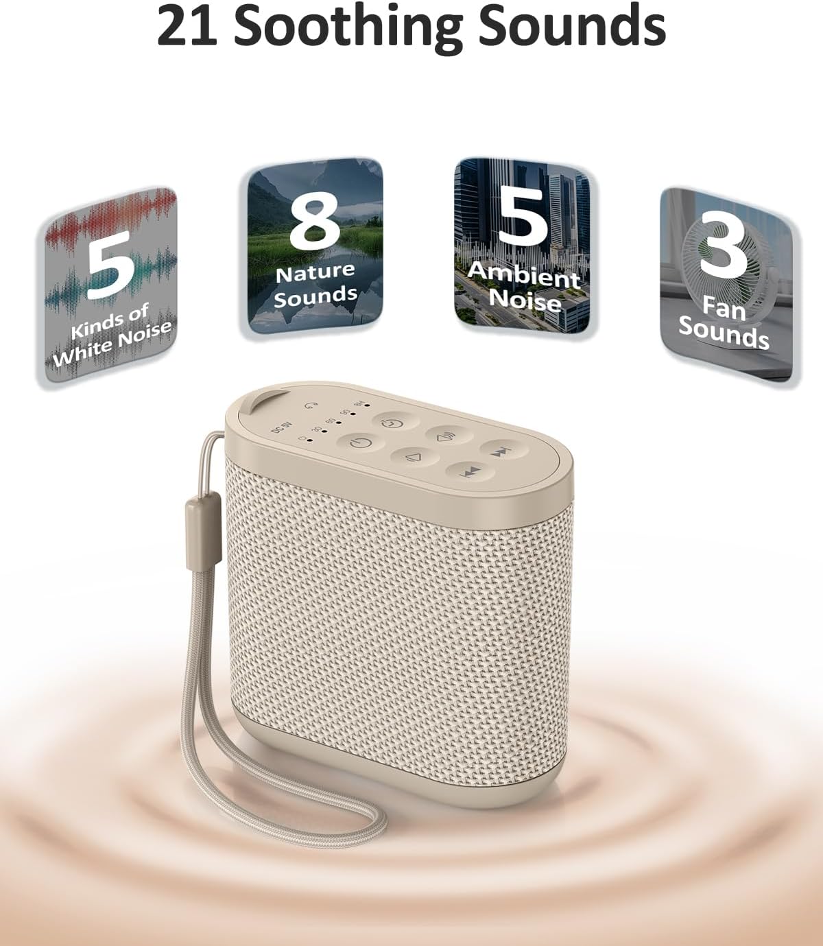 Portable Baby & Adults Sound Machine: Super Long-Lasting & Rechargeable Battery, Headphone Jack, 21 Sounds - White Noise Machine for…
