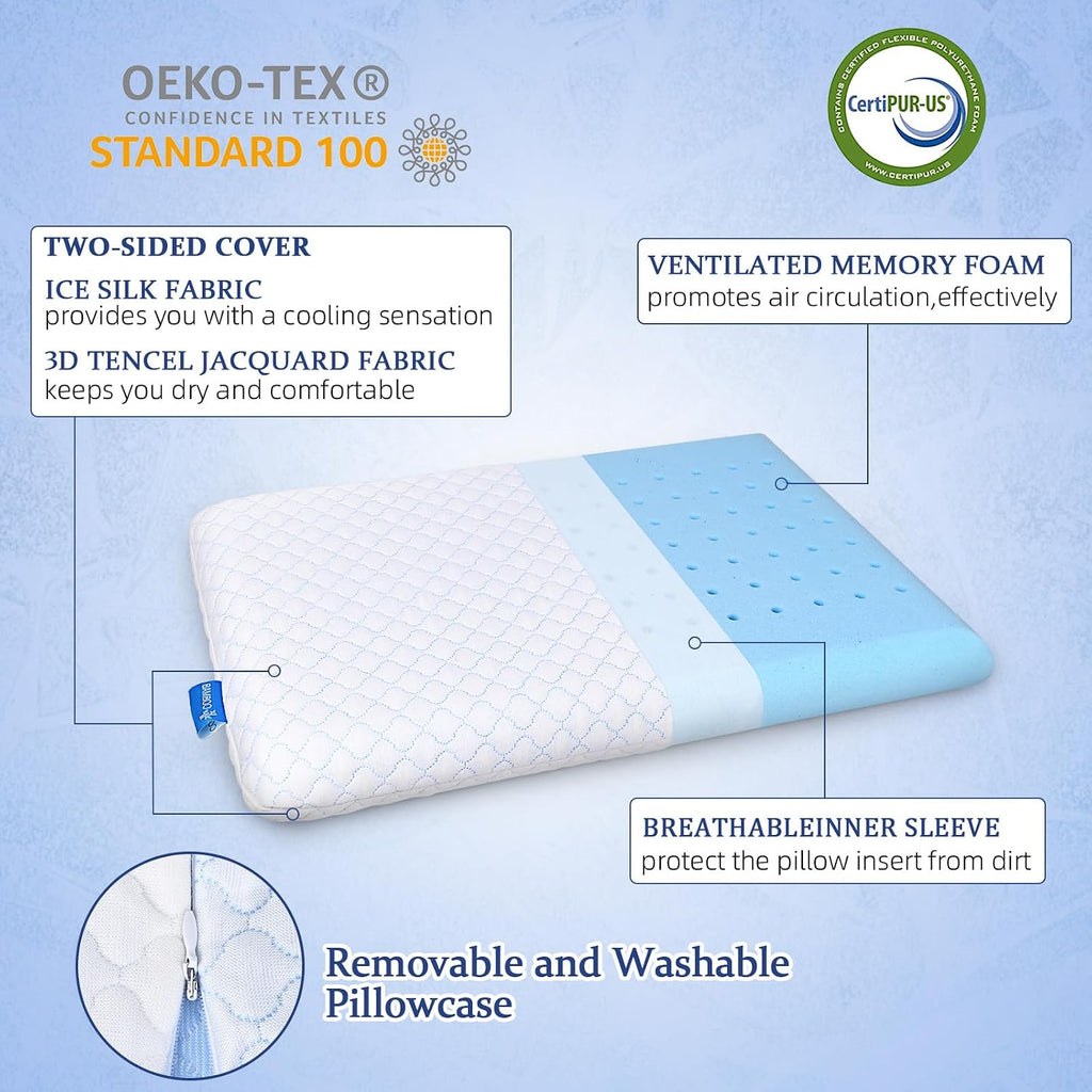 SofGlowlycomforteveryday SofGlowly Ultra Thin Flat Pillows for Sleeping, Cooling Memory Foam Pillow 2.75 inch Height Ultra Thin Pillow,…