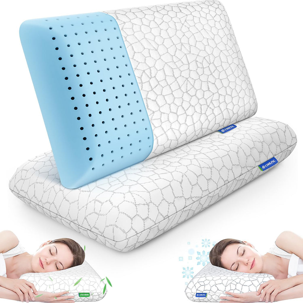 CushZone Memory Foam Pillows for Sleeping, Bed Pillow with Removable and Machine Washable Cover, Bed Pillow for Side, Back and Stomach Slee…