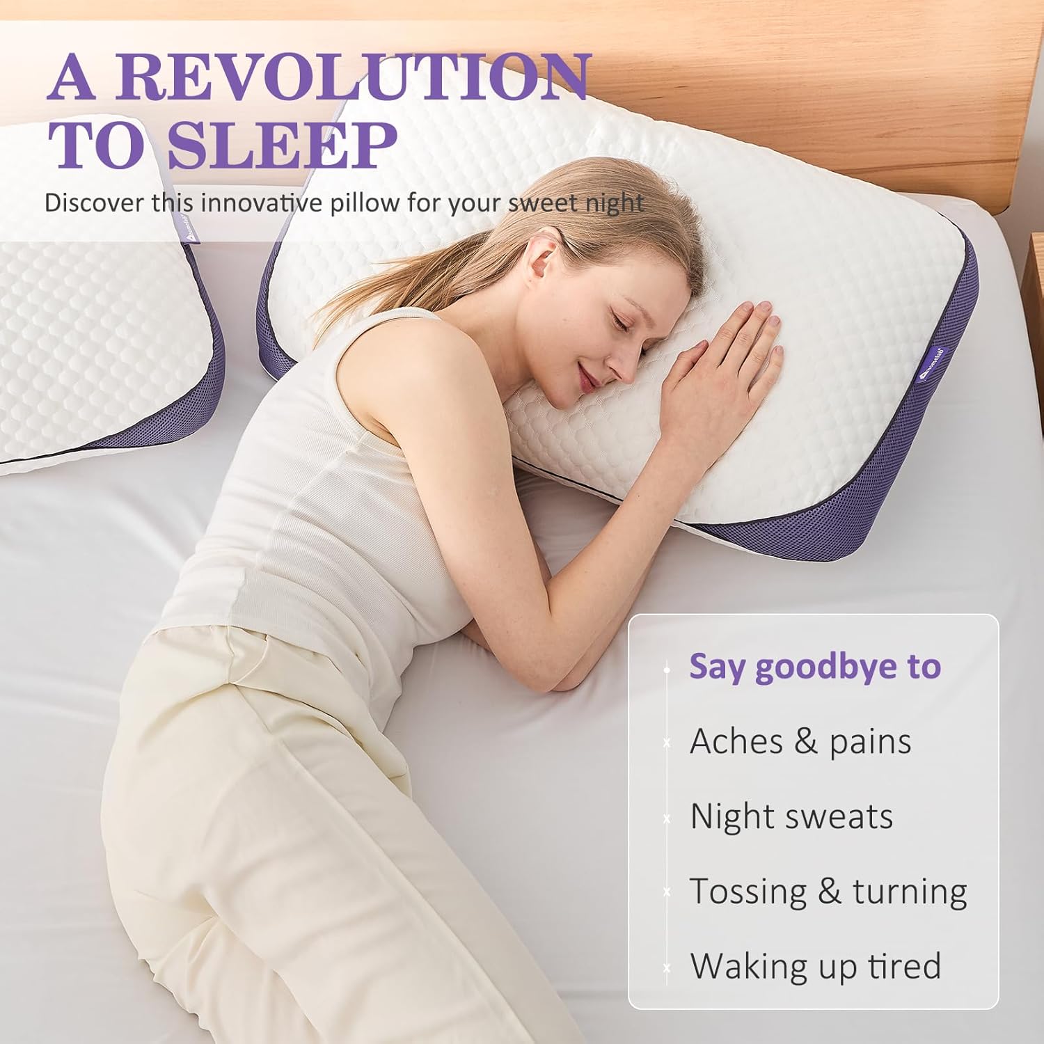 HOMELAB Adjustable Shredded Memory Foam Pillows Queen Size, Cooling Bed Pillows for Sleeping with Removable Cover, Medium Pillows for…