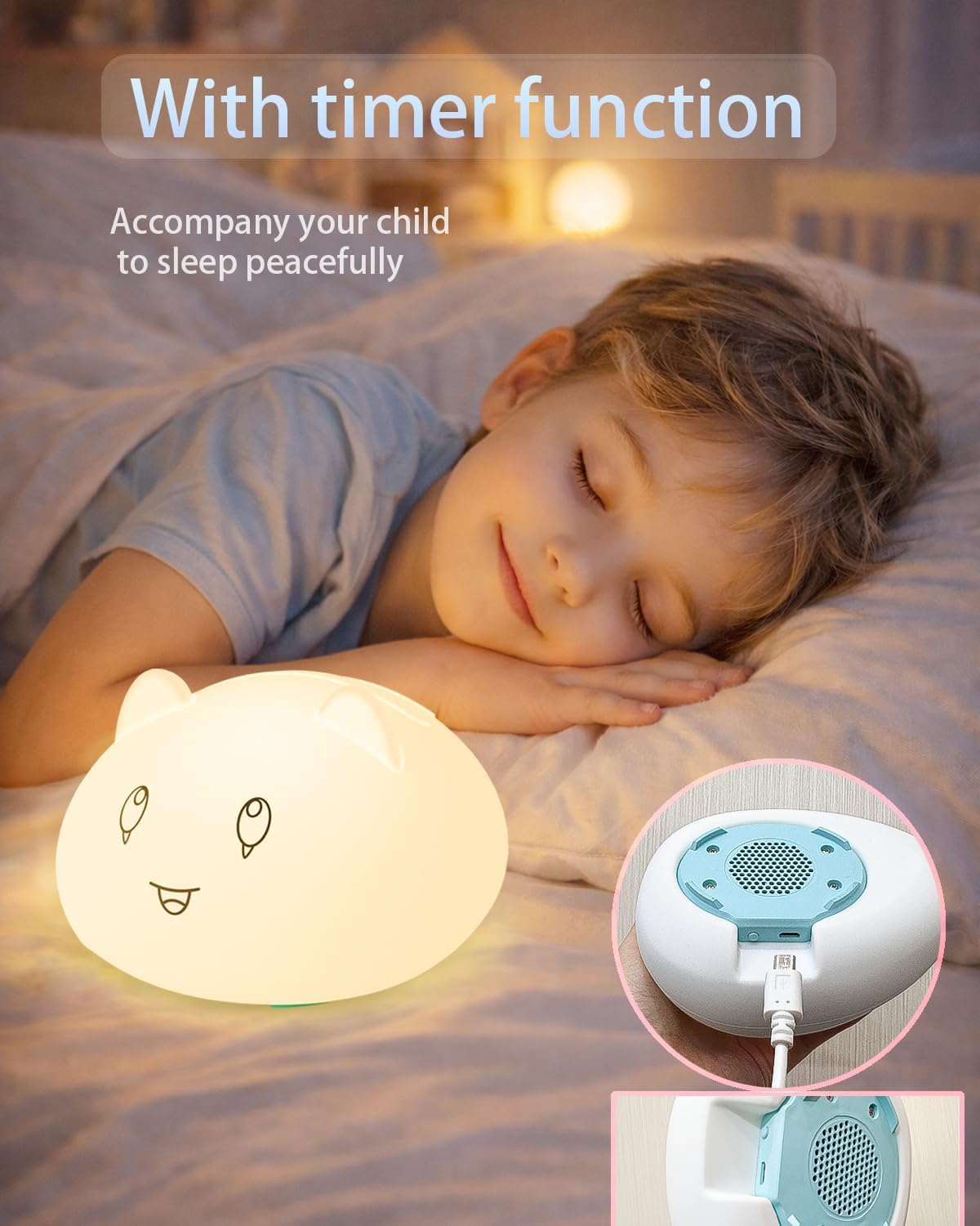 Capybara Night Light for Kids, Cute Animal Silicone Touch Lamp with Bluetooth Speaker, APP Control RGB Color Changing, Timer & Alarm…