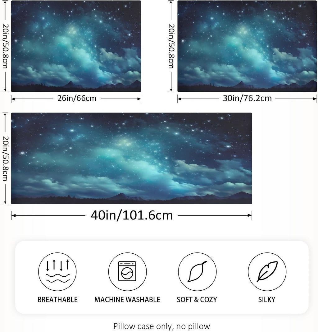 YETTASBIN Galaxy Satin Pillowcase, Soft Breathable Silk Pillow Case with Envelope Closure for Hair and Skin, Queen Size 30 x 20 Inch