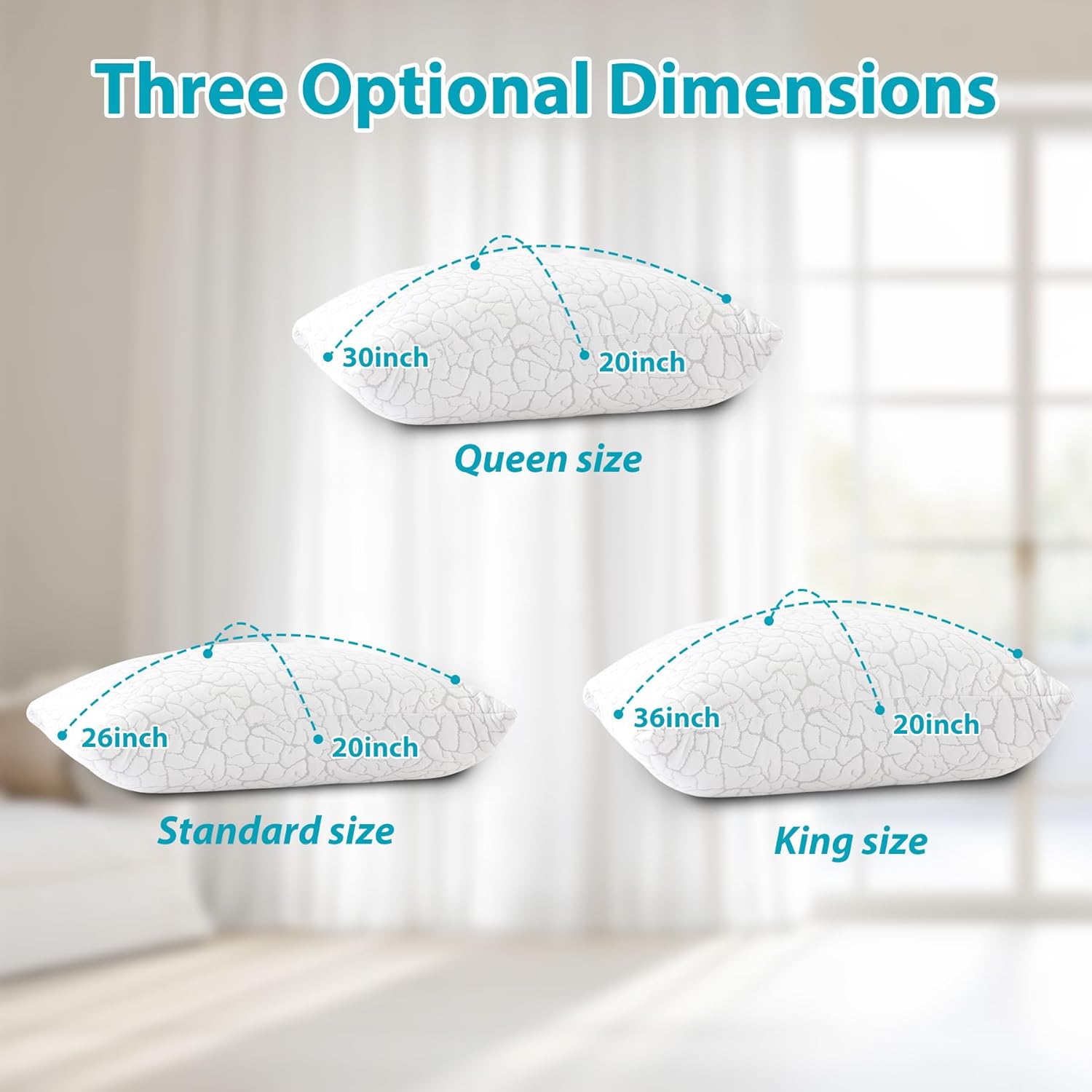 Wgakced Cooling Pillows for Sleeping 2 Pack, King Size Adjustable Shredded Memory Foam Pillows, Firm Bed Pillows for Side, Back, Stomach, H…
