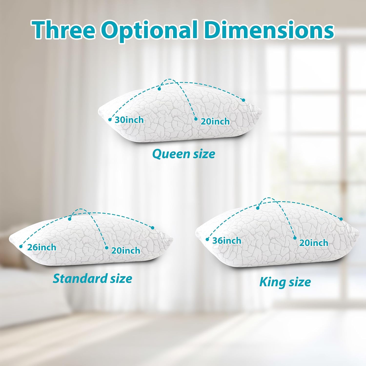 Wgakced Cooling Pillows for Sleeping 1 Pack, Queen Size Adjustable Shredded Memory Foam Pillows, Firm Bed Pillows for Side, Back, Stomach,…