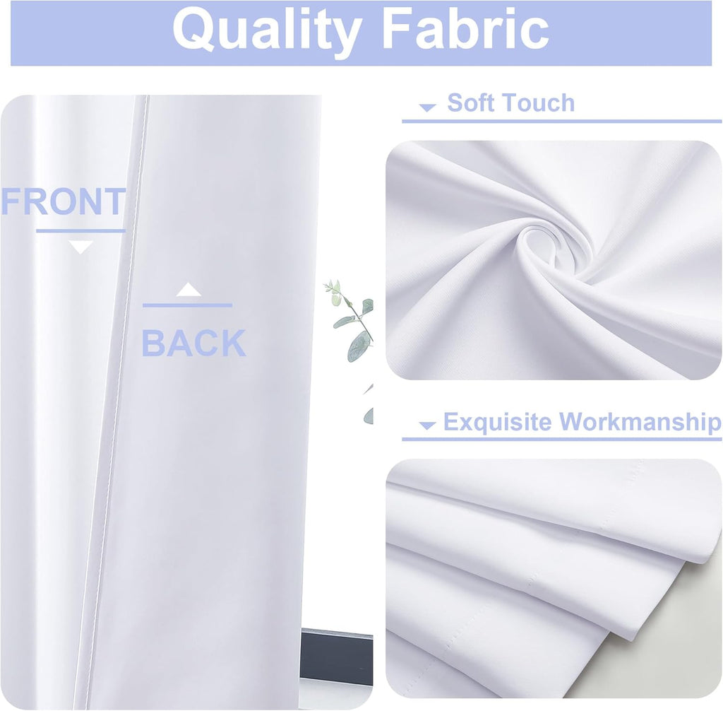 Simplebrand Ava Pure White Curtains for Bedroom 90 Inches Long 2 Panels Set, Light Filtering Window Treatment, Room Darkening Curtain, Soft…