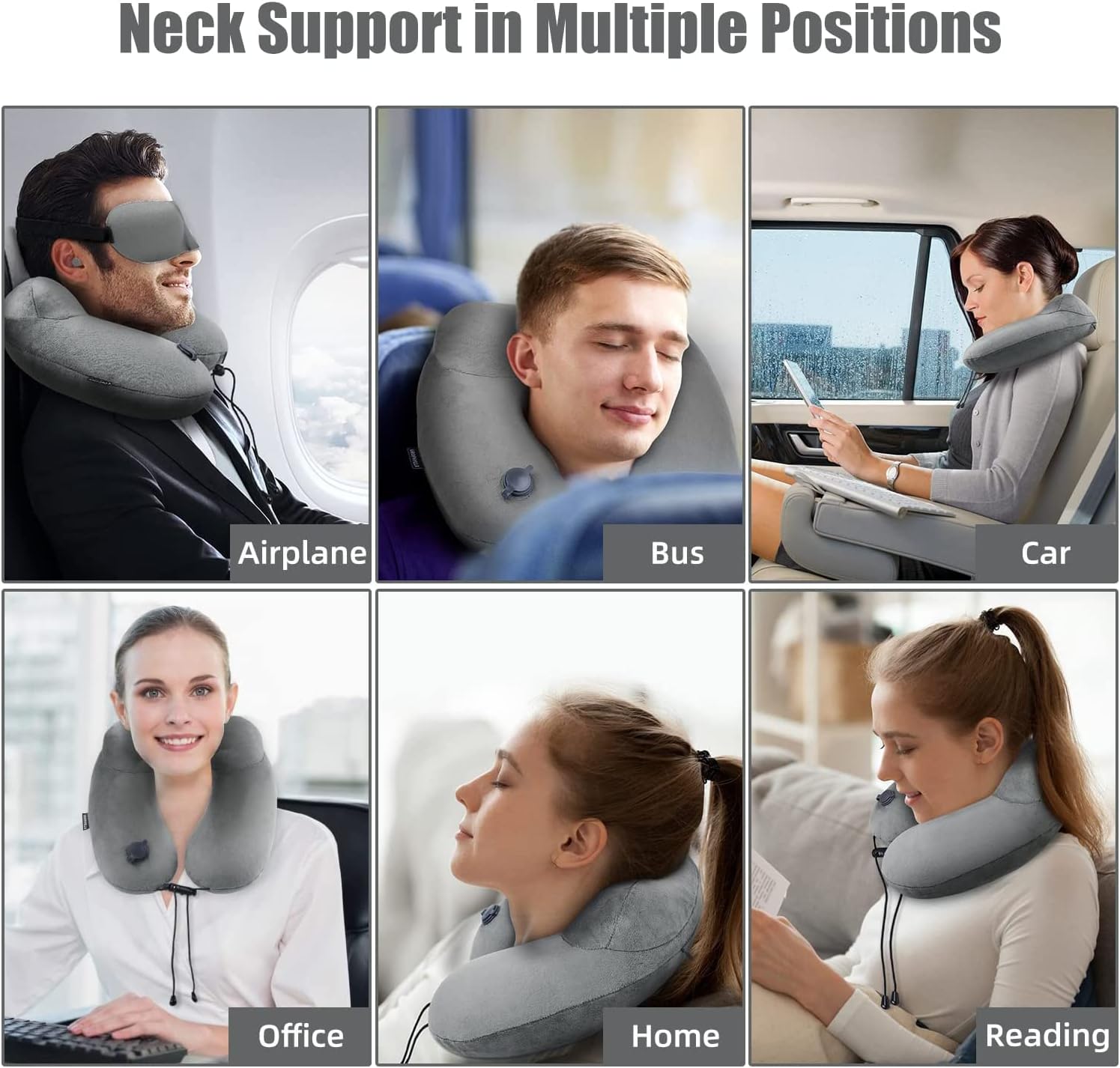 Inflatable Travel Neck Pillow for Airplanes, Super Soft Velvet Neck Support, Adjustable Firmness, Blow Up Plane Pillow for Long Flights…