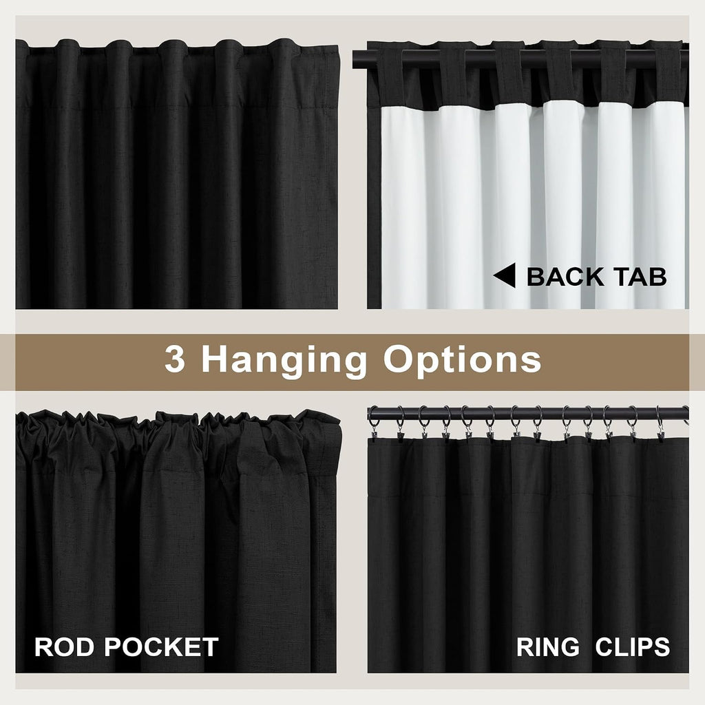 Dancurton Linen Black Out Curtains 45 Inch Long 2 Panels Burg for Bedroom Windows Back Tab Heat Blocking Room Darkening Insulated Kitchen 4…