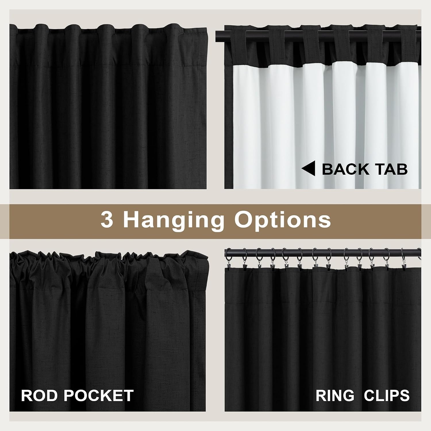 Dancurton Linen Black Out Curtains 45 Inch Long 2 Panels Burg for Bedroom Windows Back Tab Heat Blocking Room Darkening Insulated Kitchen 4…