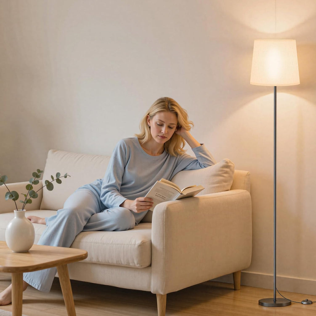 Sibrille Floor Lamp with White Shade, 62" Dimmable LED Standing Lamp with Remote, 9W E26 Bulb Included, 3000-6000K, Modern Floor Reading Li…