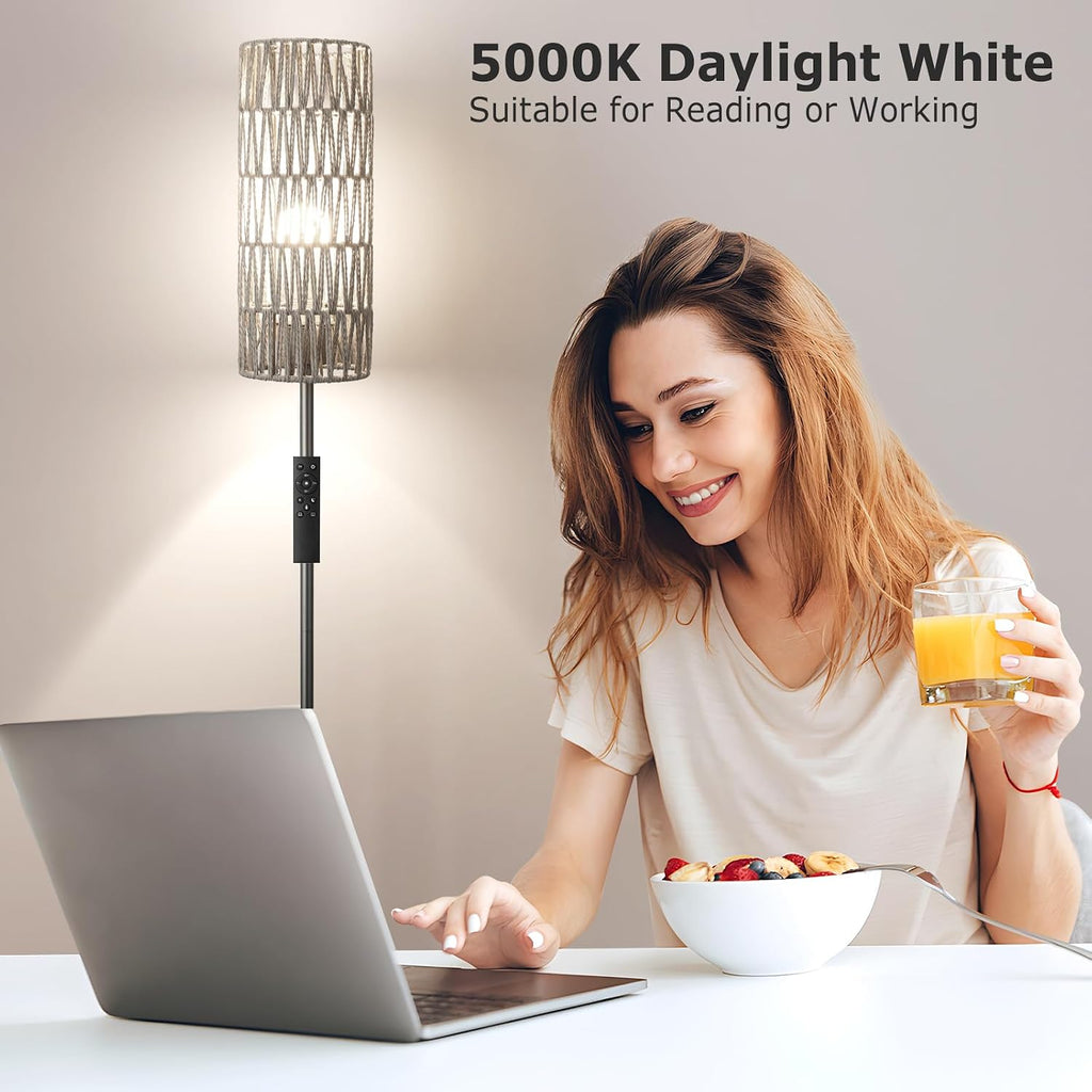 Ambimall 64'' Floor Lamps for Living Room with Remote Control and Stepless Dimmable Colors Temperature & Brightness, Boho Grey Standing…