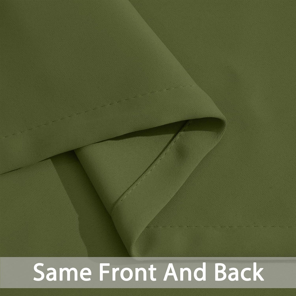 Yakamok Olive Green Blackout Curtains 63 Inches Length with Grommet Green Room Darkening Thermal Insulated Curtain Set of 2 Drapes for…