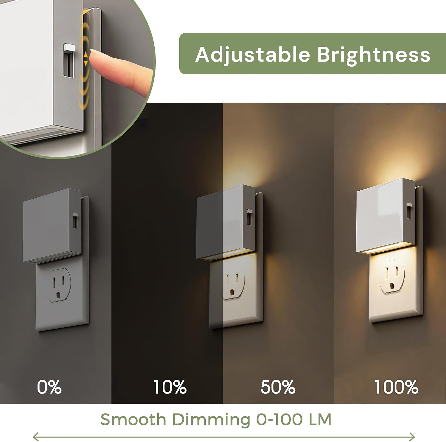 L LOHAS LED Night Light, Night Lights Plug into Wall,0-100LM Stepless Dimmable Brightness, Dusk to Dawn Sensor,3000K Soft White, Foldable…