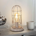 Small Table Lamp, Touch Control Table Lamp with Brushed White Oak Cage, Farmhouse Bedside Lamp 3-way Dimmable Nightstand Lamp Edison Lamp…