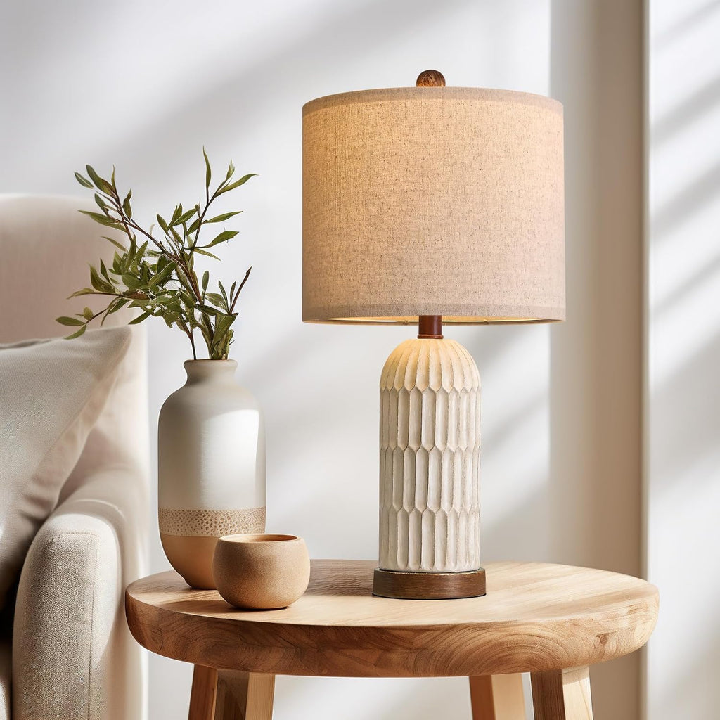 OYEARS 22.5" Bedside Table Lamps Set of 2, Farmhouse Table Lamp with USB A+C Charging Ports, Vintage Nightstand Lamp for Bedrooms and…