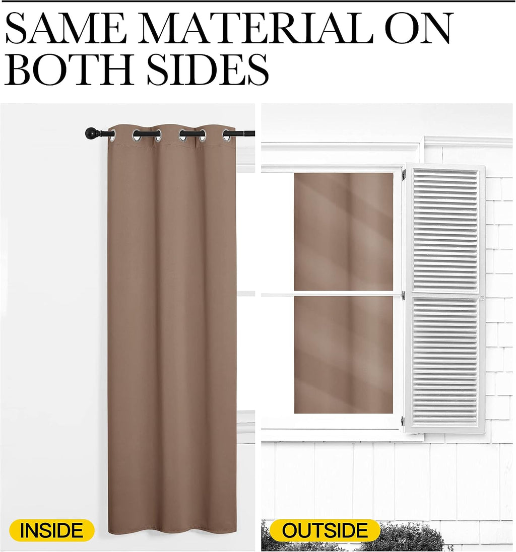 NICETOWN Short Window Curtains and Drapes, Set of 2, 42 by 78 Inch, Cappuccino, Thermal Insulated Solid Grommet Blackout Curtains/Drapes…