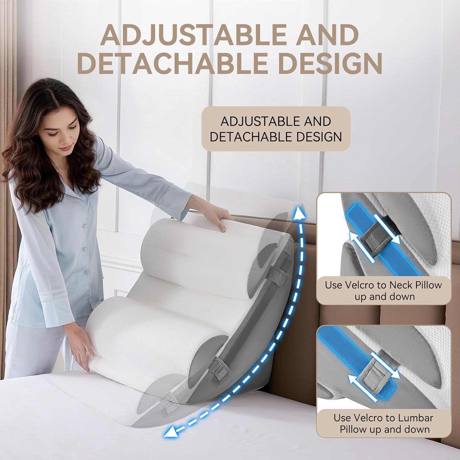 Yojoker 9PCS Orthopedic Bed Wedge Pillow Set for Sleeping, Back and Leg, Post Surgery Foam Pillow for Body, Triangle Adjustable Support Pi…