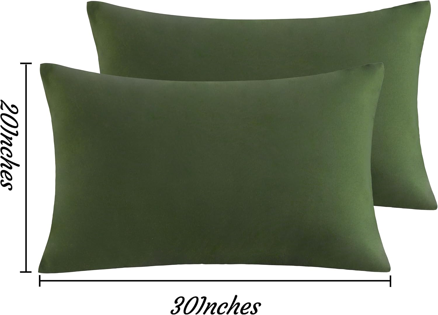 Ntbay Queen Pillow Cases Set, 2 Pack Brushed Microfiber 20x30 Inches, Olive Green with Envelope Closure, Soft, Wrinkle, Fade, Stain Resista…