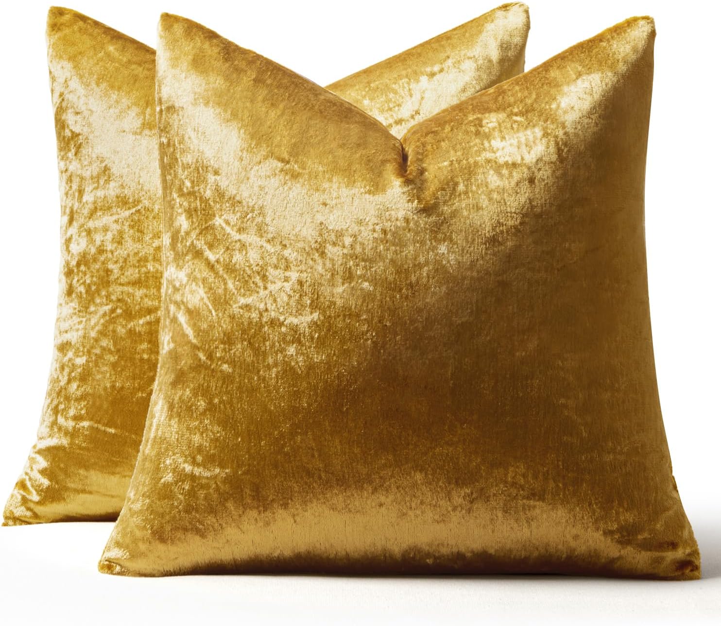 Miulee Velvet Throw Pillow Covers 20x20 Inch, Pack of 2 - Golden, Super Soft Decorative Square Cushion Cases Modern Luxury Home Decor for S…
