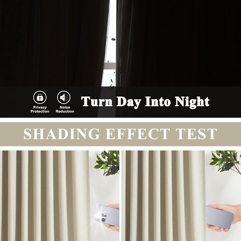 VisionHome Vision Home Sand Pinch Pleated Full Blackout Curtains Linen Blended Room Darkening Window Curtains 84 inch for Living Room Bedro…