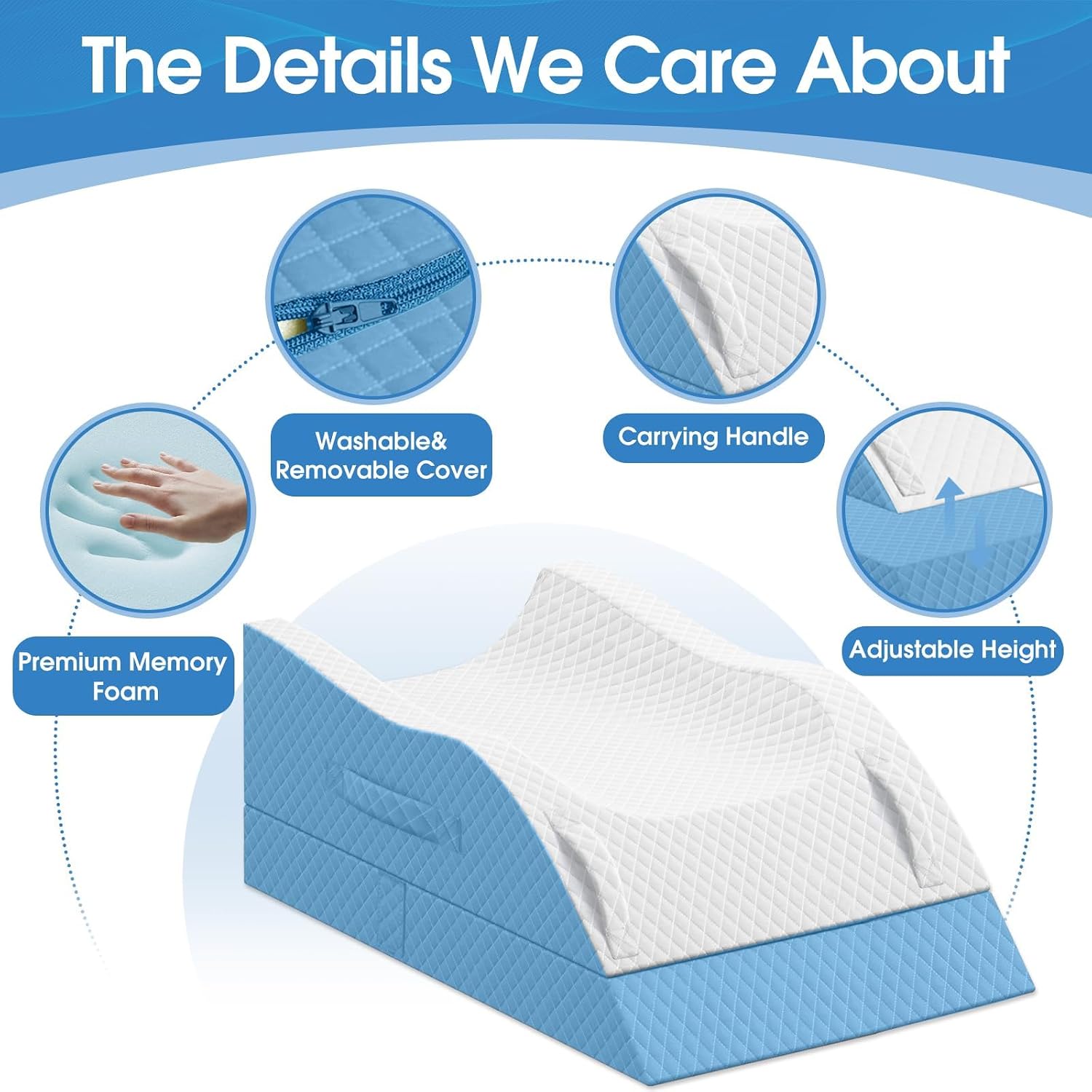 TranquilRelax TranquilRelax Elevation Pillows for Leg After Surgery, Memory Foam Adjustable Wedge Pillow for Injury or Rest, Ankle P…