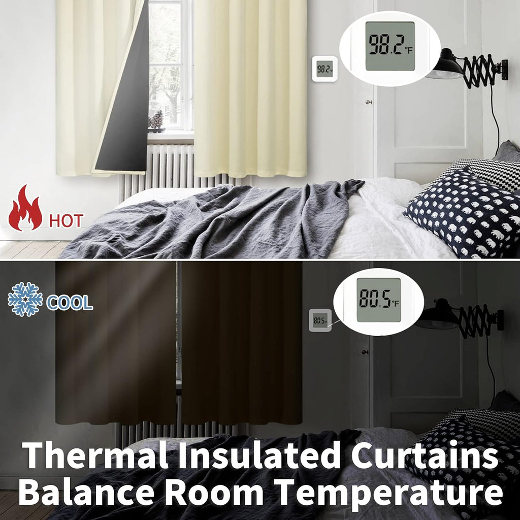 BGment Cream 100% Blackout Curtains for Living Room 84 Inch Length 2 Panels, Thermal Insulated Full Light Blocking Grommet Soundproof Windo…