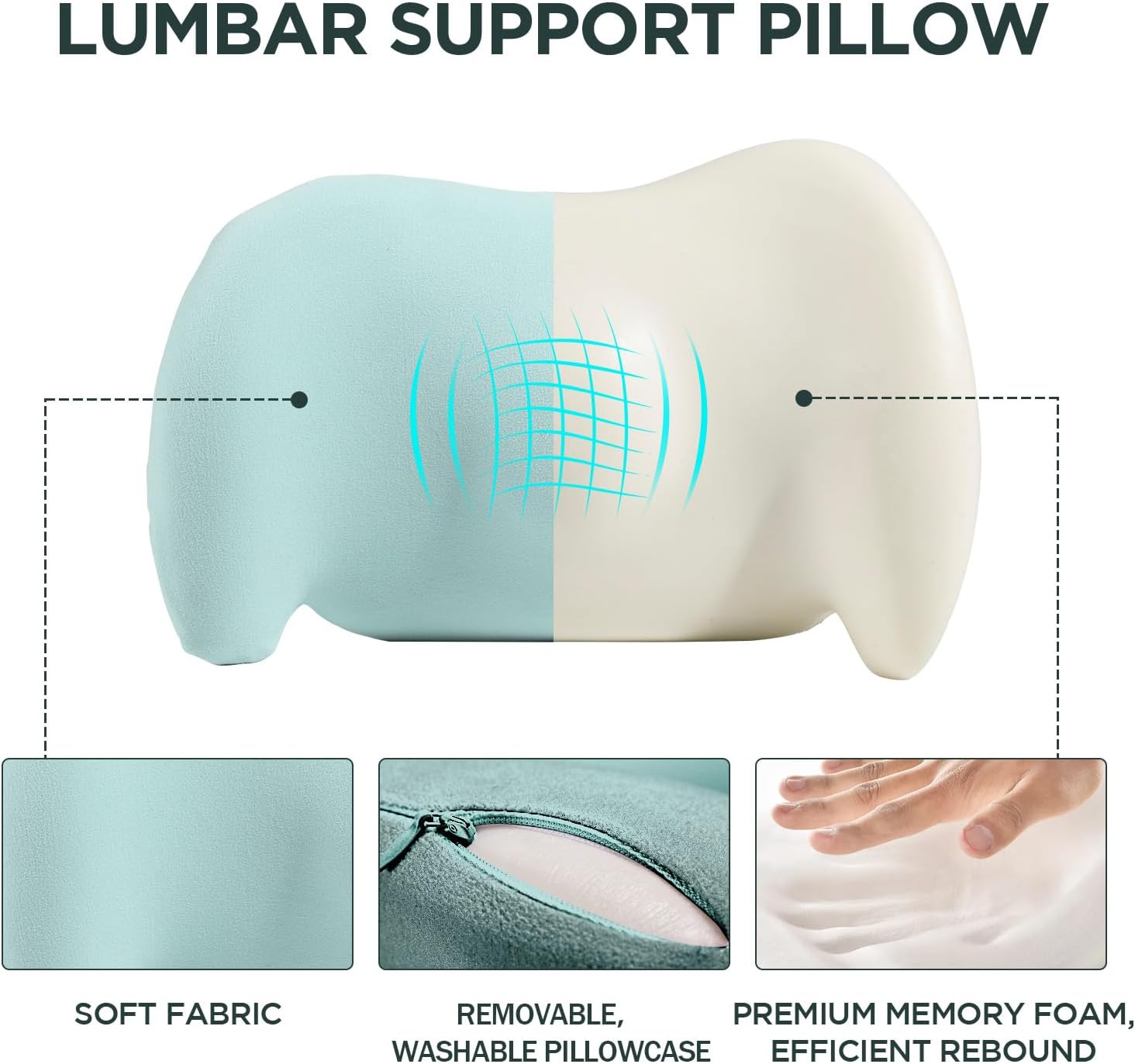 Bymecost Lumbar Support Pillow for Office Chair, Car Lumbar Pillow Lower Back, Memory Foam Back Cushion, Ergonomic Chair Back Pillow for G…