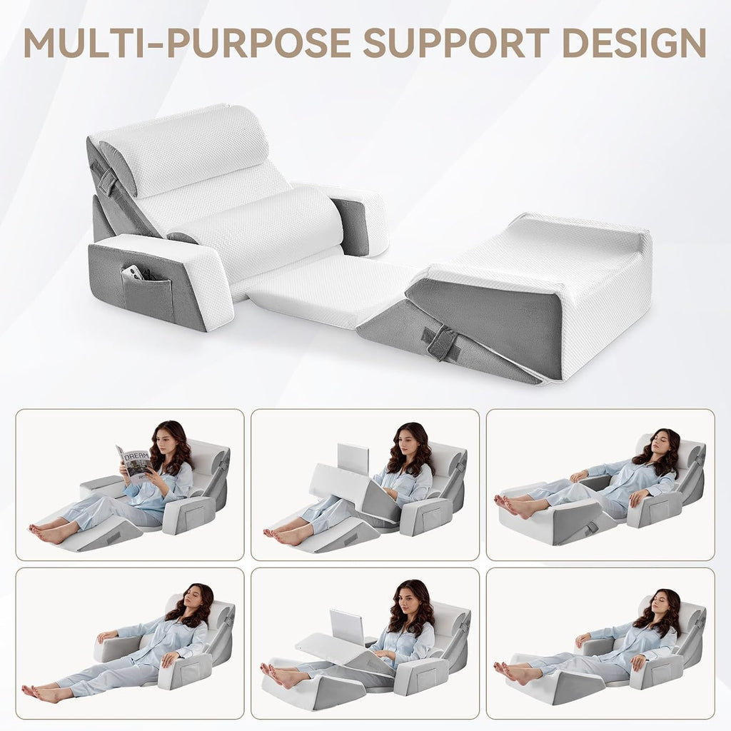 Yojoker 9PCS Orthopedic Bed Wedge Pillow Set for Sleeping, Back and Leg, Post Surgery Foam Pillow for Body, Triangle Adjustable Support Pi…