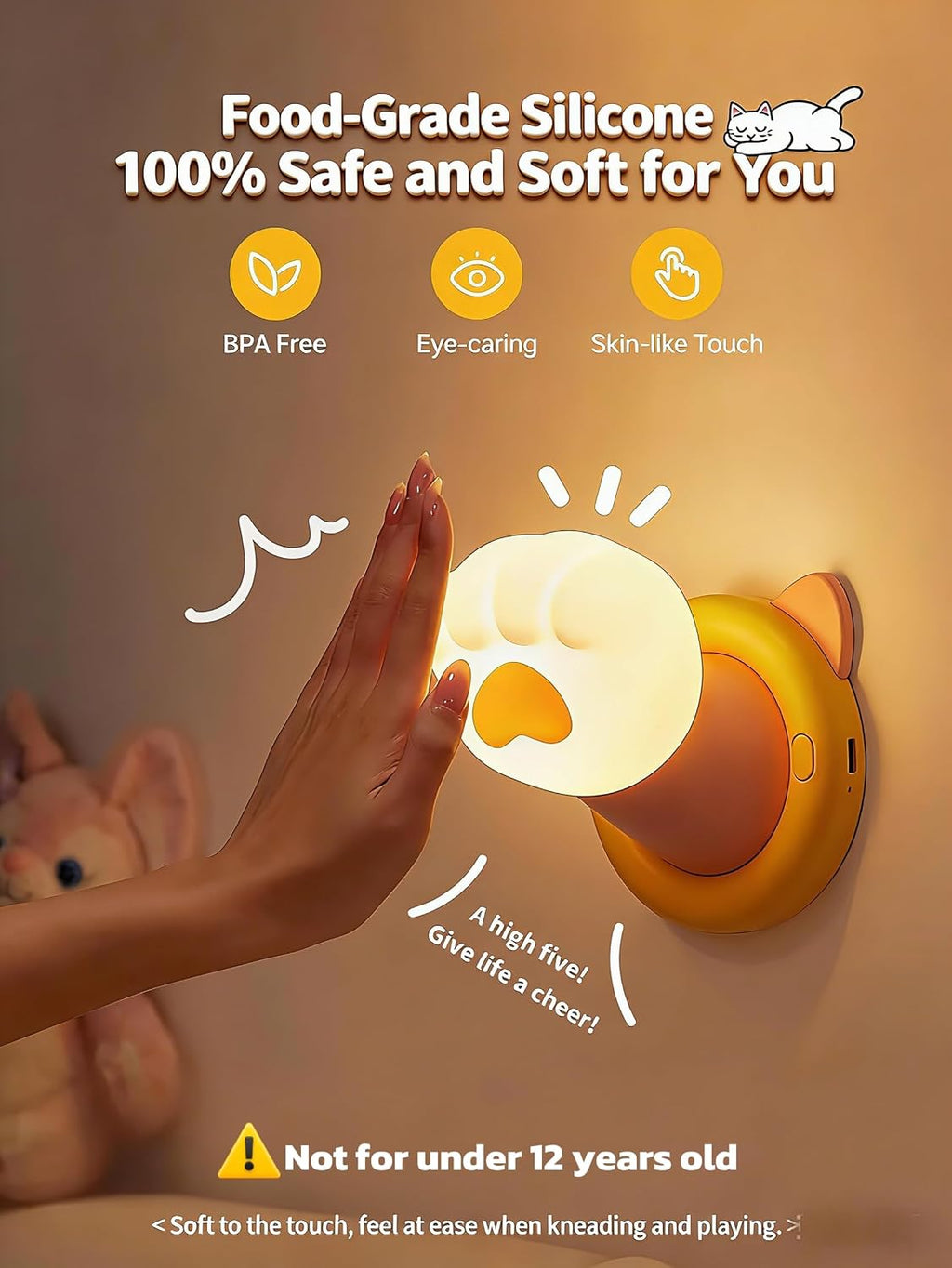 Night Light for Kids, Magnetic Wall Light, Bedside Touch Lamp, Funny Dimmable Silicone Nightlight, Funny Gifts for Women Men Family…