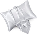 HommxJF King Size Satin Pillowcase Set of 2 with Envelope Closure, Light Gray Silk Pillowcase for Hair and Skin (20x36) Gray