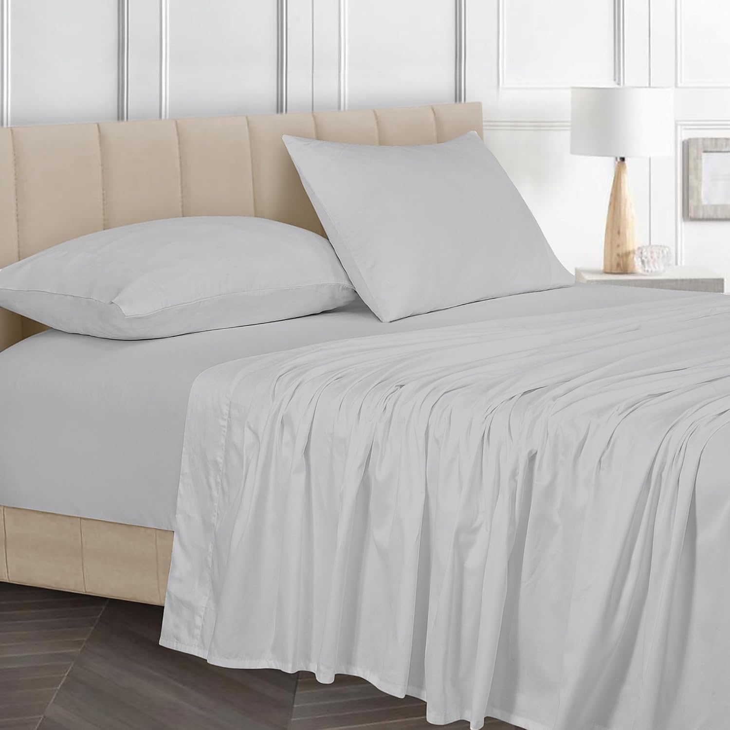 Royalelinens ROYALE LINENS Bamboo Viscose Queen Sheet Set - Cooling Bed Sheet Set - 1 Fitted, 1 Flat & 2 Pillowcase - Fits Up to 16" - Orga…