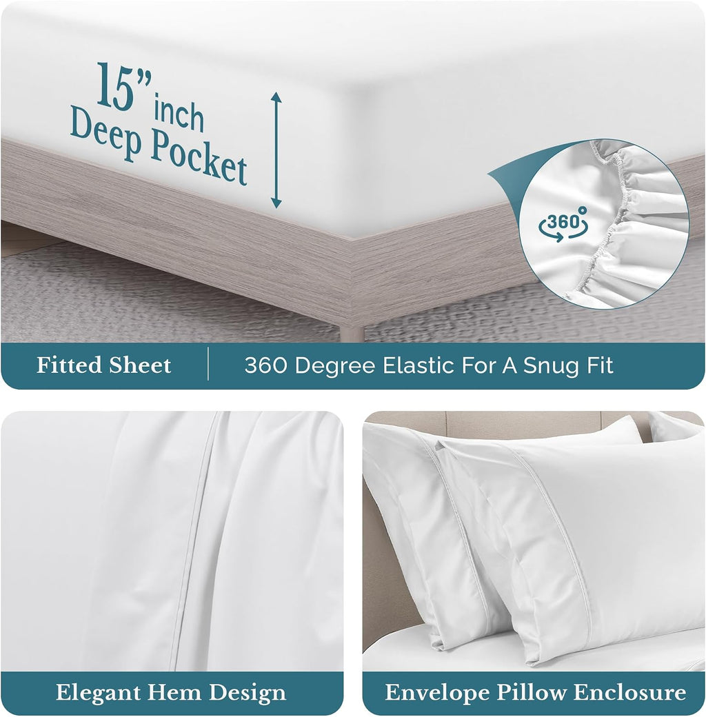 Casa Platino Cal King Size Sheet Set, 6 Piece 100% Cotton Bed Sheet Set with 500 Thread Count Buttery Soft Sateen Finish, Long-Lasting…
